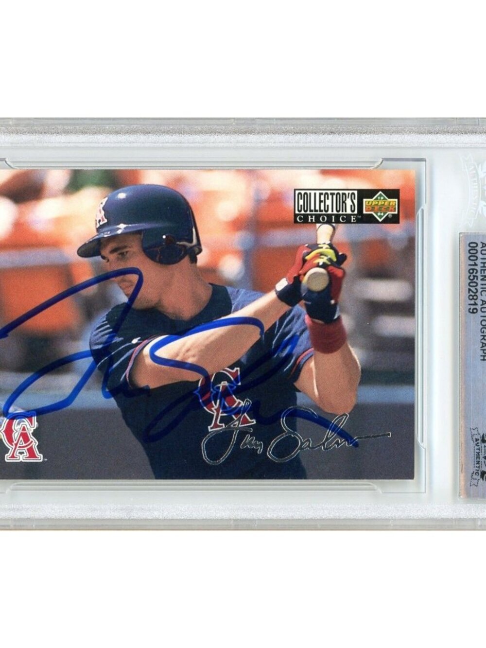 Tim Salmon Signed 1994 Collector's Choice #328 California Angels BAS Slab Auto